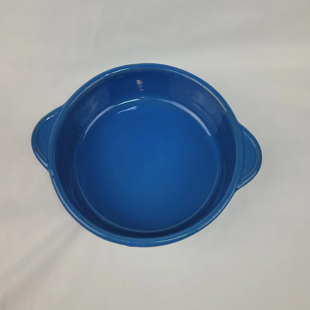 M. Jessica Italy Cobalt Blue Ceramic Round Baker Casserole Dish with Handles